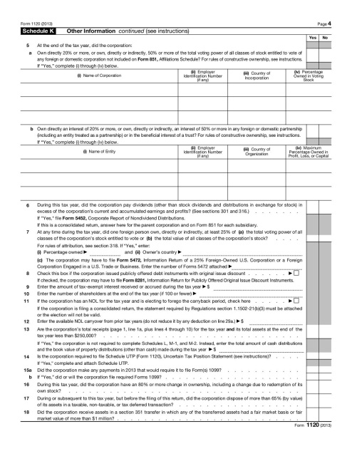 1120 U.S. Corporation Income Tax Return